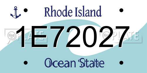 1E72027 Rhode Island License Plate