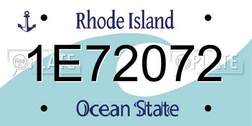 1E72072 Rhode Island License Plate