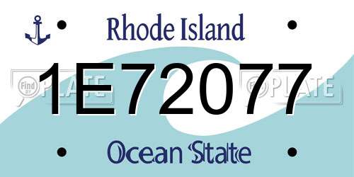 1E72077 Rhode Island License Plate