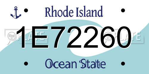 1E72260 Rhode Island License Plate