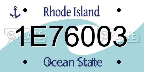 1E76003 Rhode Island License Plate