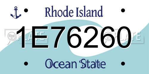 1E76260 Rhode Island License Plate