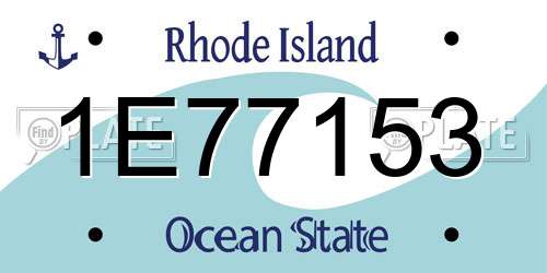 1E77153 Rhode Island License Plate