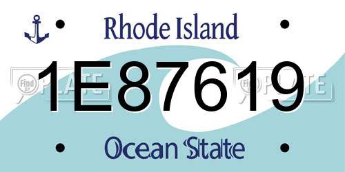 1E87619 Rhode Island License Plate
