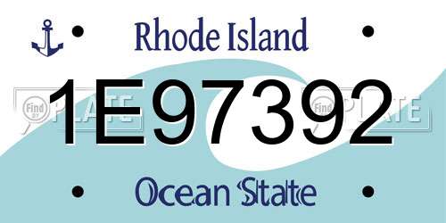 1E97392 Rhode Island License Plate