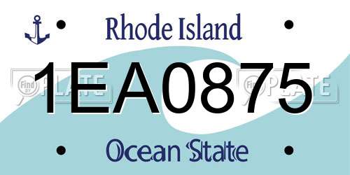 1EA0875 Rhode Island License Plate