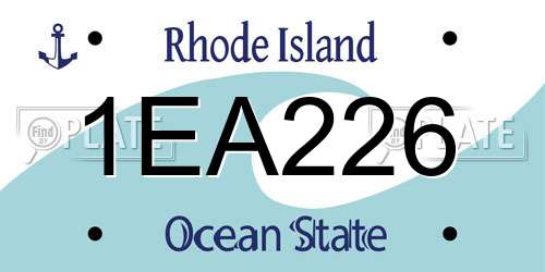 1EA226 Rhode Island License Plate