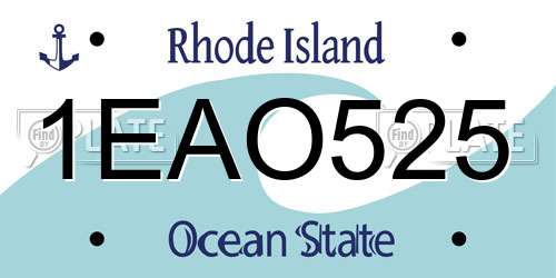 1EAO525 Rhode Island License Plate