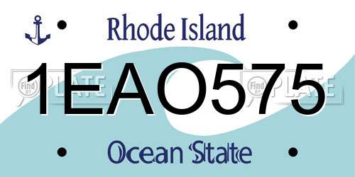 1EAO575 Rhode Island License Plate