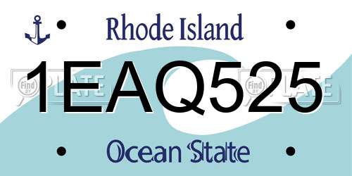 1EAQ525 Rhode Island License Plate