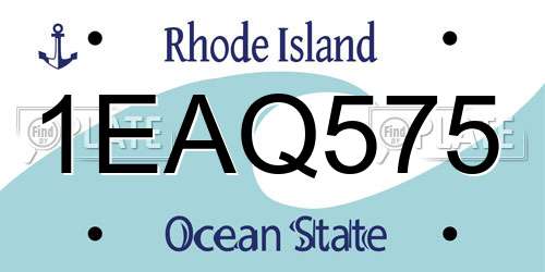 1EAQ575 Rhode Island License Plate