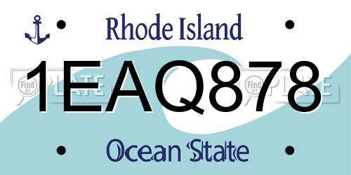 1EAQ878 Rhode Island License Plate