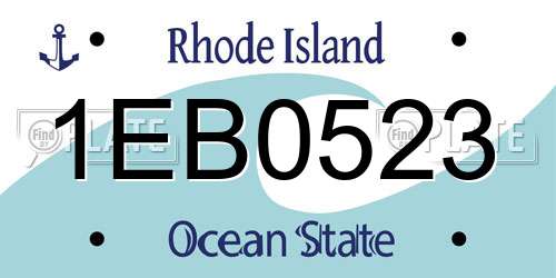 1EB0523 Rhode Island License Plate