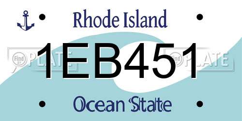 1EB451 Rhode Island License Plate