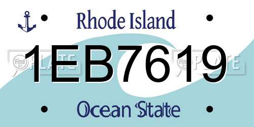 1EB7619 Rhode Island License Plate
