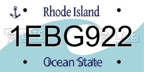 1EBG922 Rhode Island License Plate