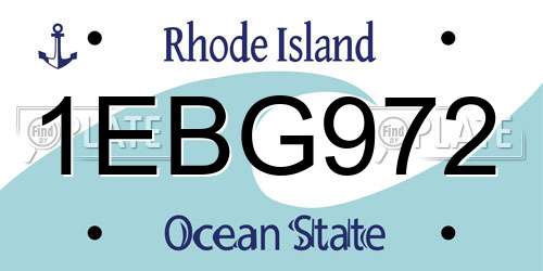 1EBG972 Rhode Island License Plate