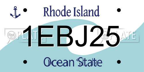 1EBJ25 Rhode Island License Plate