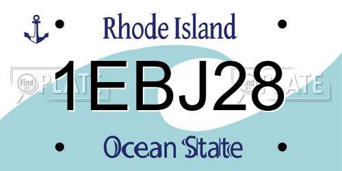 1EBJ28 Rhode Island License Plate