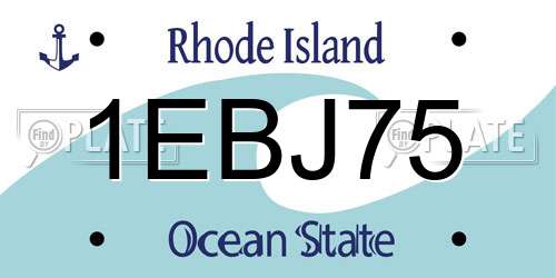 1EBJ75 Rhode Island License Plate
