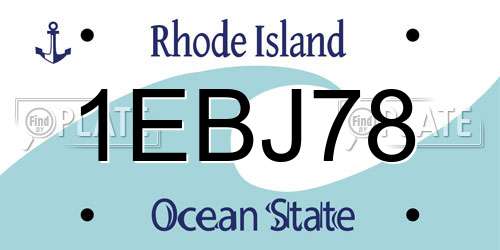 1EBJ78 Rhode Island License Plate