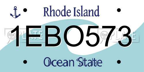 1EBO573 Rhode Island License Plate