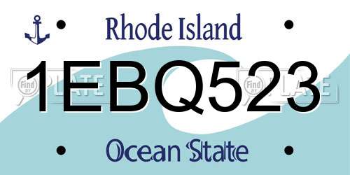 1EBQ523 Rhode Island License Plate