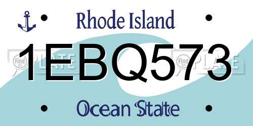 1EBQ573 Rhode Island License Plate