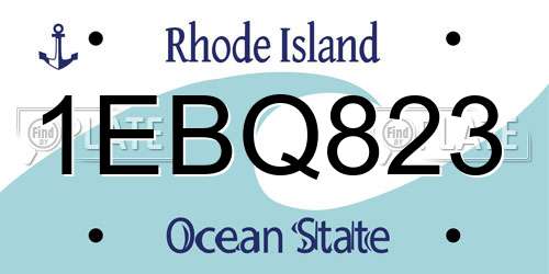 1EBQ823 Rhode Island License Plate