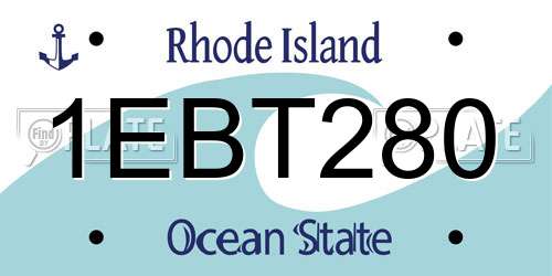 1EBT280 Rhode Island License Plate