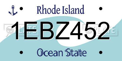 1EBZ452 Rhode Island License Plate