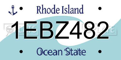 1EBZ482 Rhode Island License Plate