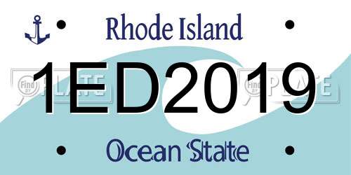 1ED2019 Rhode Island License Plate