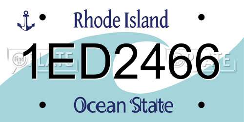 1ED2466 Rhode Island License Plate