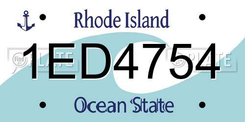 1ED4754 Rhode Island License Plate