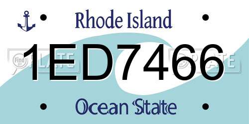 1ED7466 Rhode Island License Plate
