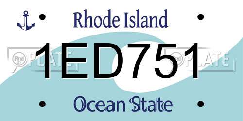 1ED751 Rhode Island License Plate