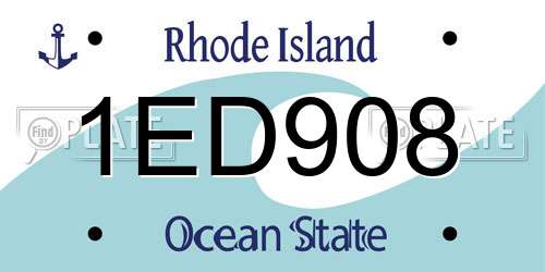 1ED908 Rhode Island License Plate
