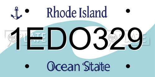 1EDO329 Rhode Island License Plate