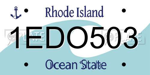 1EDO503 Rhode Island License Plate