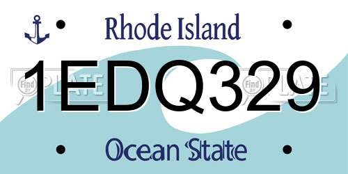 1EDQ329 Rhode Island License Plate