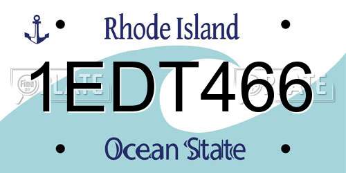 1EDT466 Rhode Island License Plate