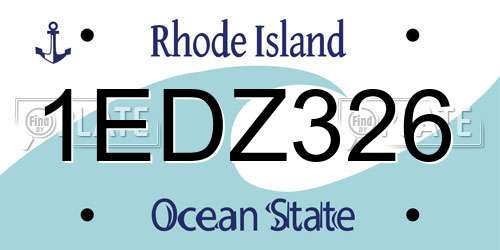 1EDZ326 Rhode Island License Plate