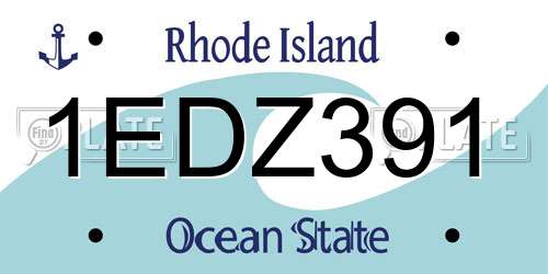 1EDZ391 Rhode Island License Plate
