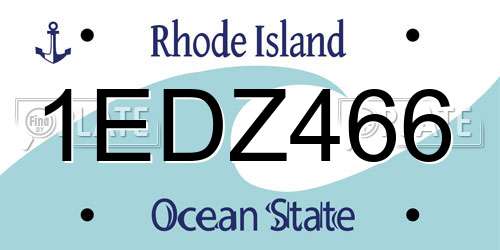 1EDZ466 Rhode Island License Plate