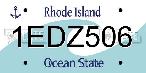 1EDZ506 Rhode Island License Plate