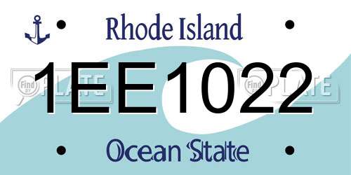 1EE1022 Rhode Island License Plate