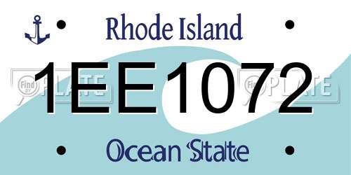 1EE1072 Rhode Island License Plate