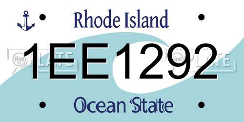 1EE1292 Rhode Island License Plate