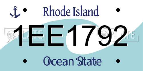 1EE1792 Rhode Island License Plate